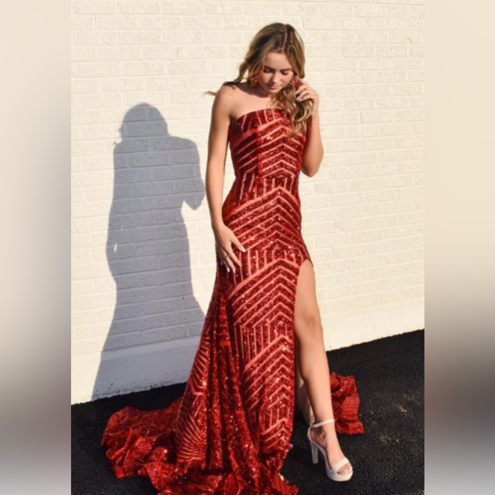 Jovani Red Sequined Evening Gown - New with Tags